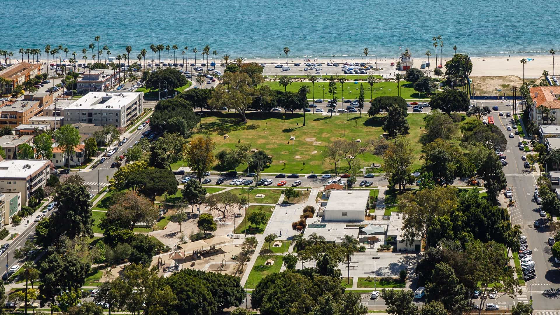 Aerial photo of Bixby Park in Long Beach, CA