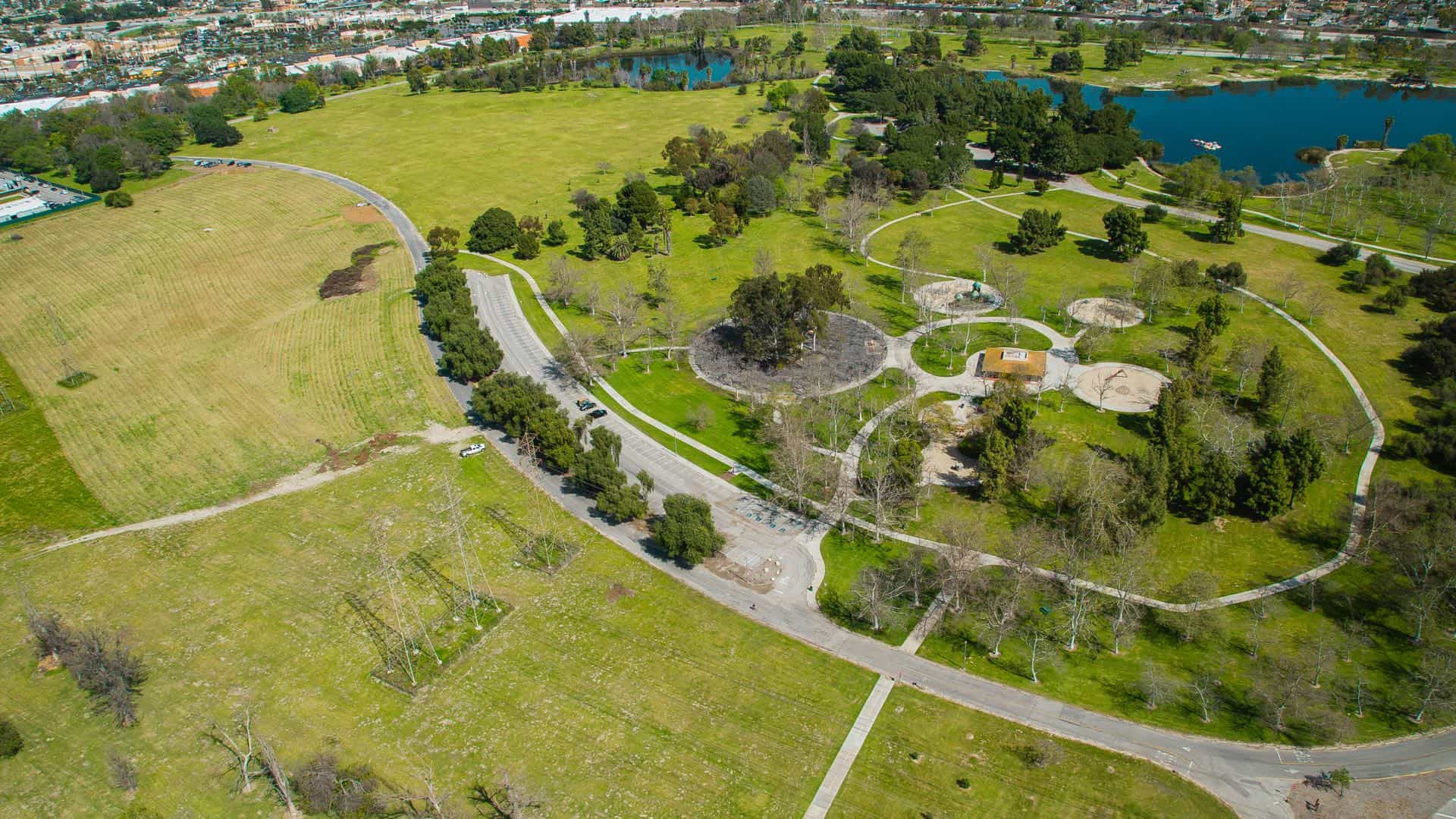 Aerial of Eldorado Park, Long Beach, CA