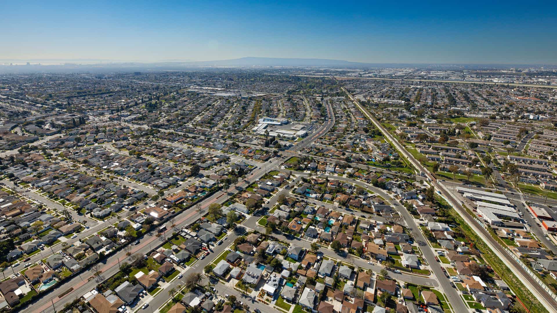 Aerial shot of long Beach Blvd & Del Amo in Long Beach, CA